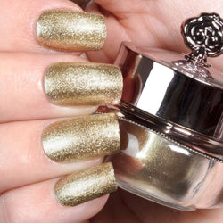 A bright shimmery gold color