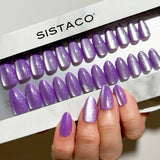 Grape Cats Eye - Almond Sustainable Nails