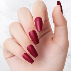 Classic deep red coffin shaped nails