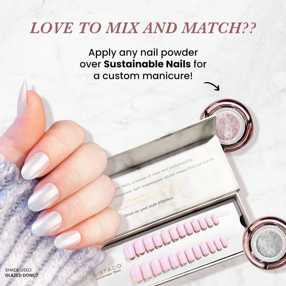 S mama Nailページ Muted Mauve Square Press-On Nails with Gentle Marbling