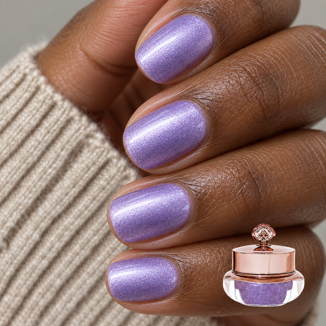 Lavender manicure with matching colour pot