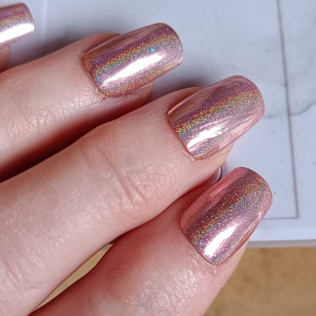 Rose Gold Holographic Nail Powder | Mineral Bond Rose Gold Holographic Nail Powder | Mineral Bond